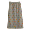 Camping Fire Pattern Print Cotton Front Slit Maxi Skirt