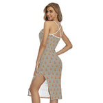 Camping Fire Pattern Print Cross Back Cami Dress