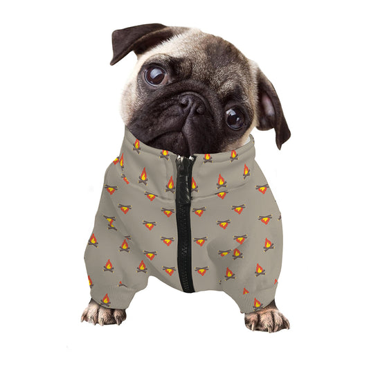 Camping Fire Pattern Print Dog Zip Up Jacket
