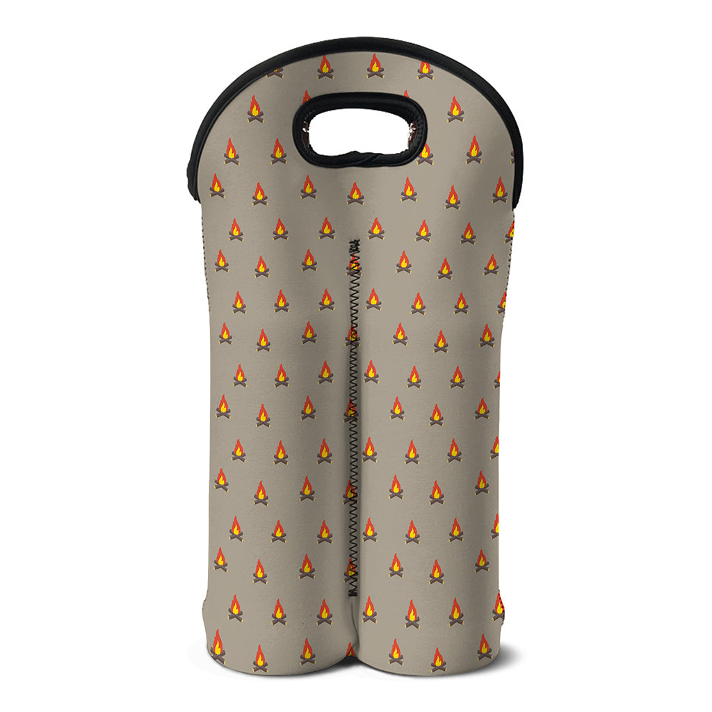 Camping Fire Pattern Print Double Neoprene Wine Tote