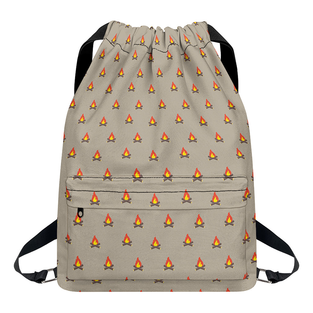 Camping Fire Pattern Print Drawstring Backpack