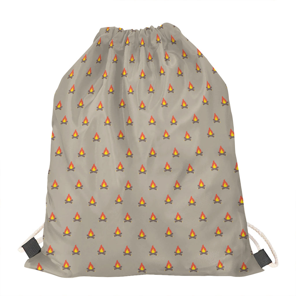 Camping Fire Pattern Print Drawstring Bag
