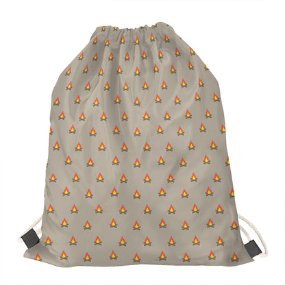 Camping Fire Pattern Print Drawstring Bag