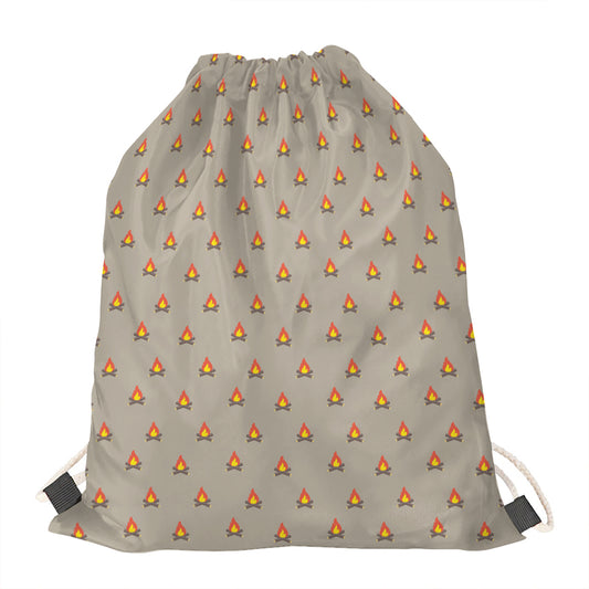 Camping Fire Pattern Print Drawstring Bag
