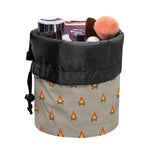 Camping Fire Pattern Print Drawstring Makeup Bag
