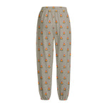 Camping Fire Pattern Print Fleece Lined Knit Pants