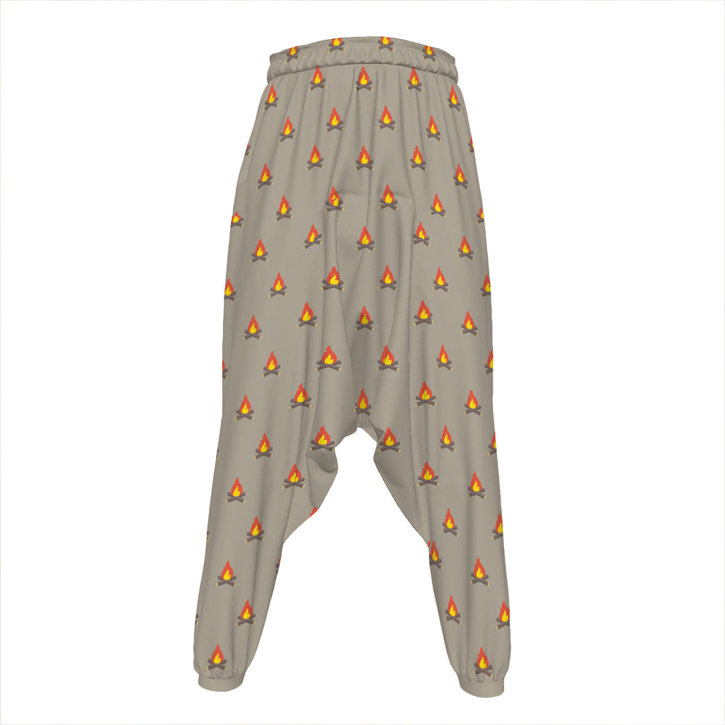 Camping Fire Pattern Print Hammer Pants