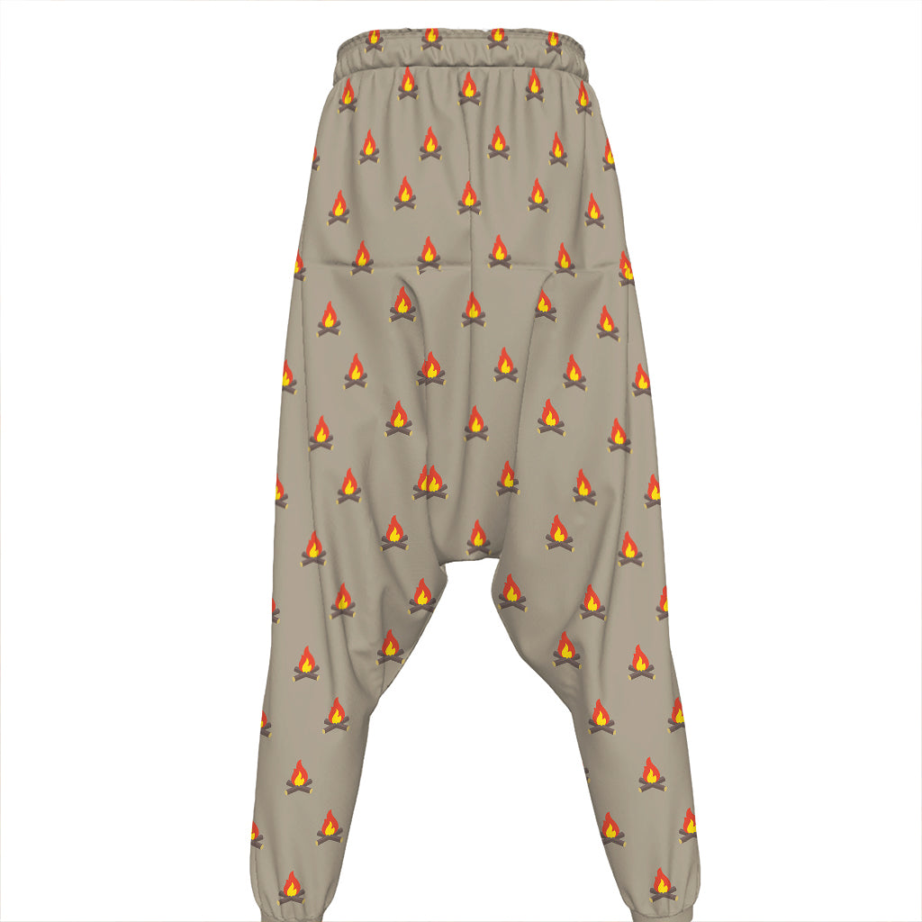 Camping Fire Pattern Print Hammer Pants