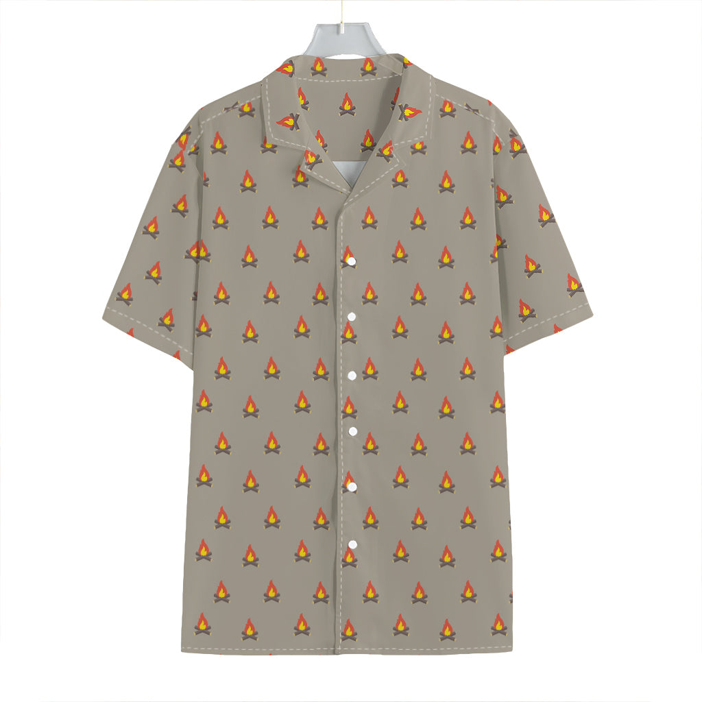 Camping Fire Pattern Print Hawaiian Shirt