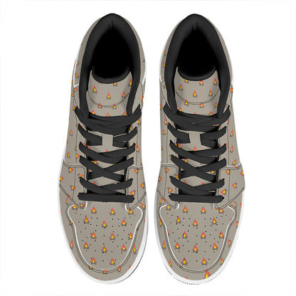 Camping Fire Pattern Print High Top Leather Sneakers