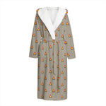 Camping Fire Pattern Print Hooded Bathrobe