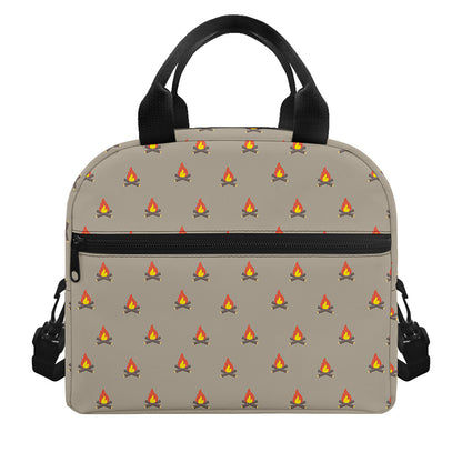 Camping Fire Pattern Print Insulated Lunch Bag