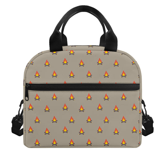 Camping Fire Pattern Print Insulated Lunch Bag