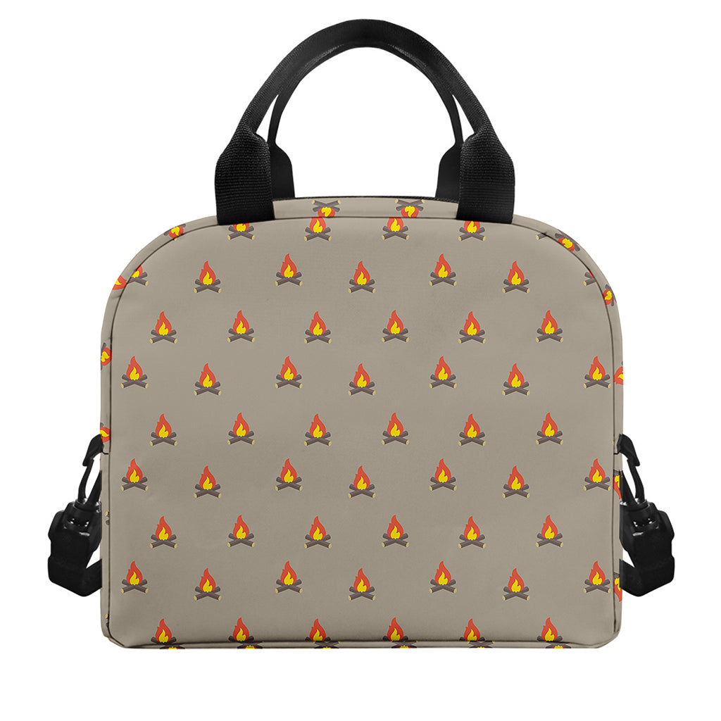Camping Fire Pattern Print Insulated Lunch Bag