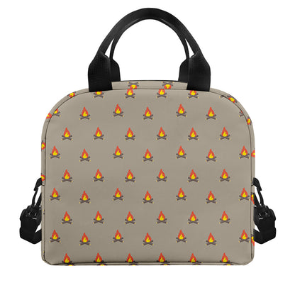 Camping Fire Pattern Print Insulated Lunch Bag
