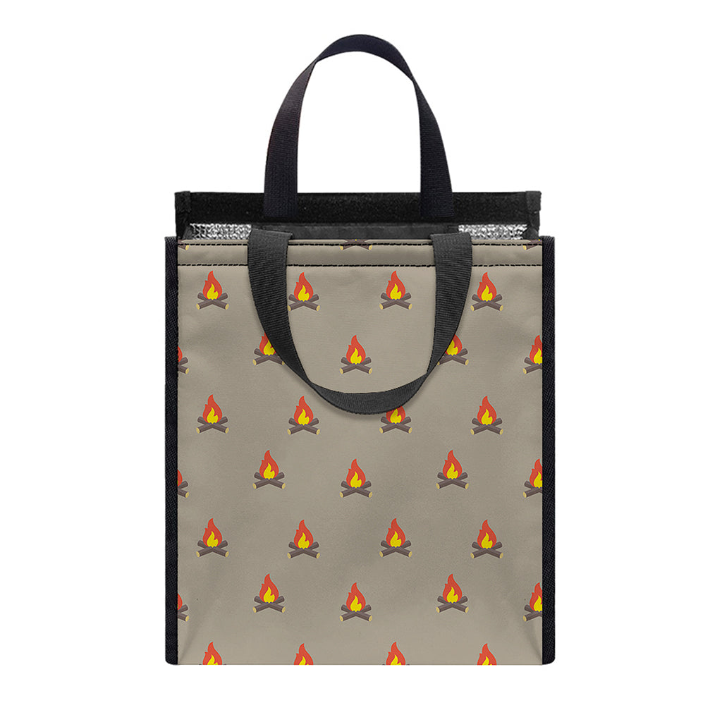 Camping Fire Pattern Print Insulated Lunch Tote
