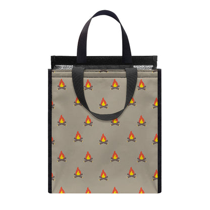 Camping Fire Pattern Print Insulated Lunch Tote
