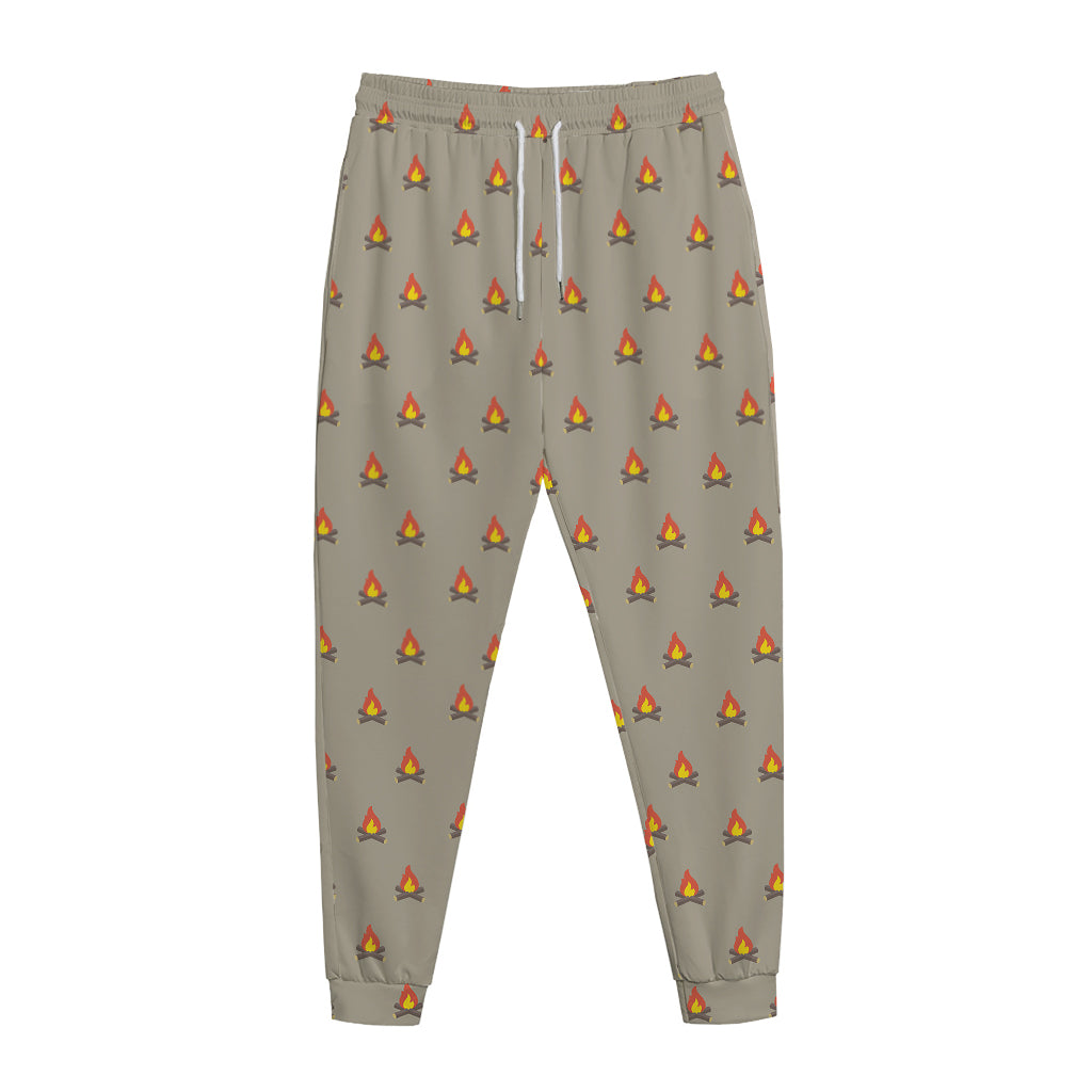 Camping Fire Pattern Print Jogger Pants
