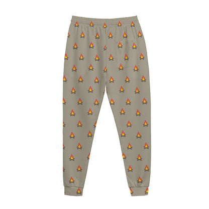 Camping Fire Pattern Print Jogger Pants
