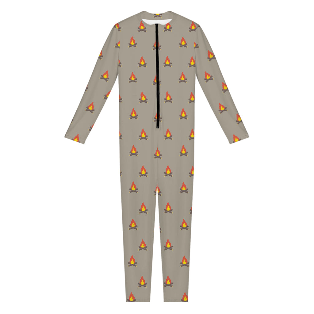 Camping Fire Pattern Print Jumpsuit