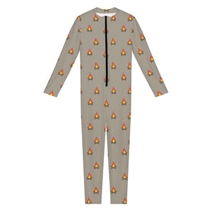 Camping Fire Pattern Print Jumpsuit