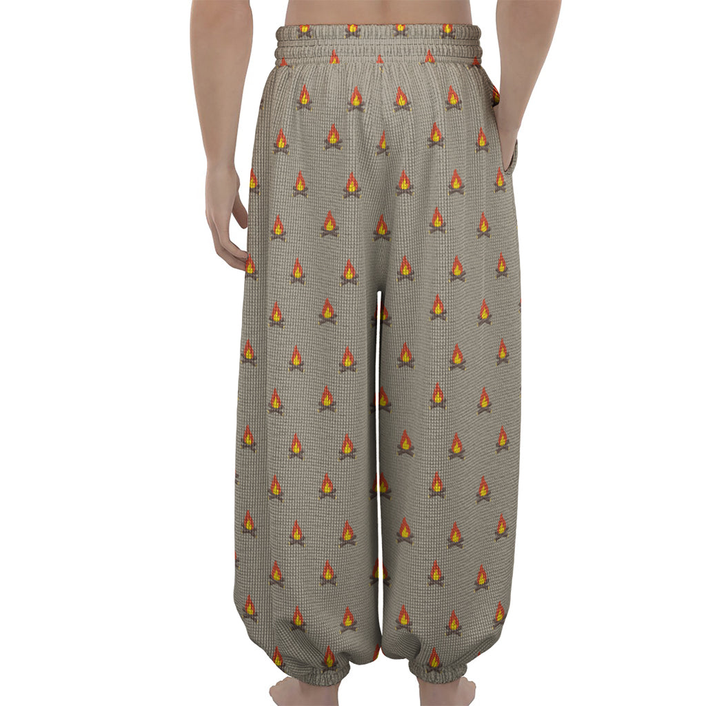 Camping Fire Pattern Print Lantern Pants