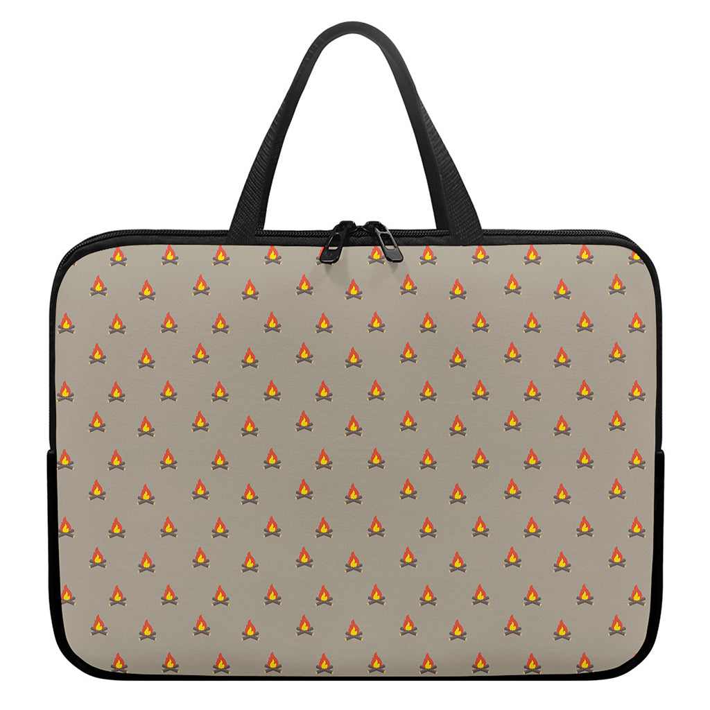 Camping Fire Pattern Print Laptop Sleeve With Handle