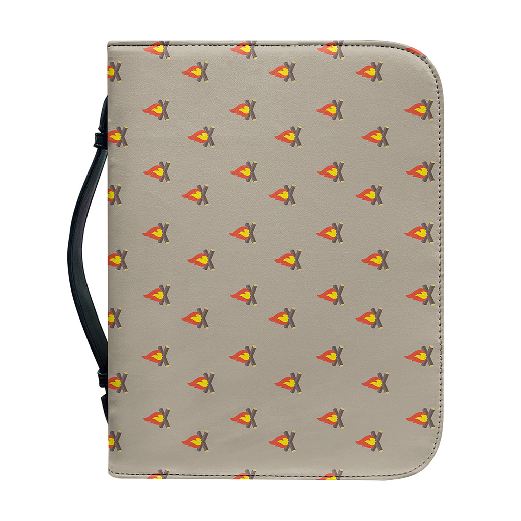 Camping Fire Pattern Print Leather Bible Cover