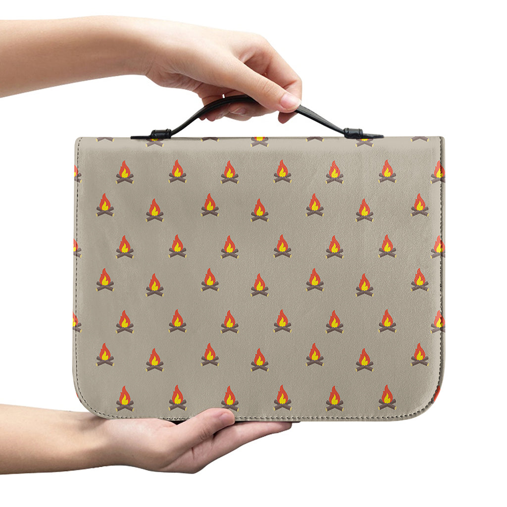 Camping Fire Pattern Print Leather Bible Cover