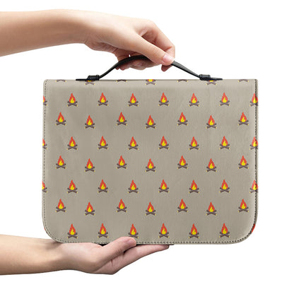 Camping Fire Pattern Print Leather Bible Cover
