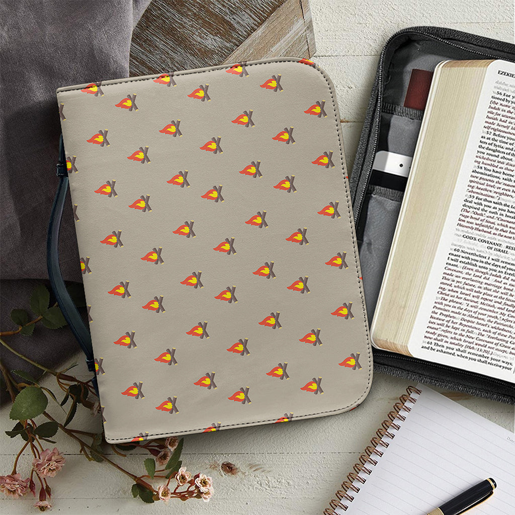 Camping Fire Pattern Print Leather Bible Cover