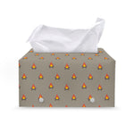 Camping Fire Pattern Print Leather Tissue Box Cover