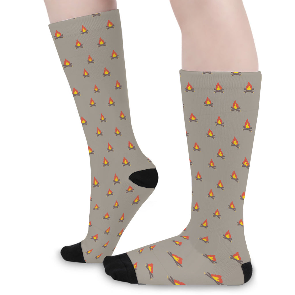 Camping Fire Pattern Print Long Socks