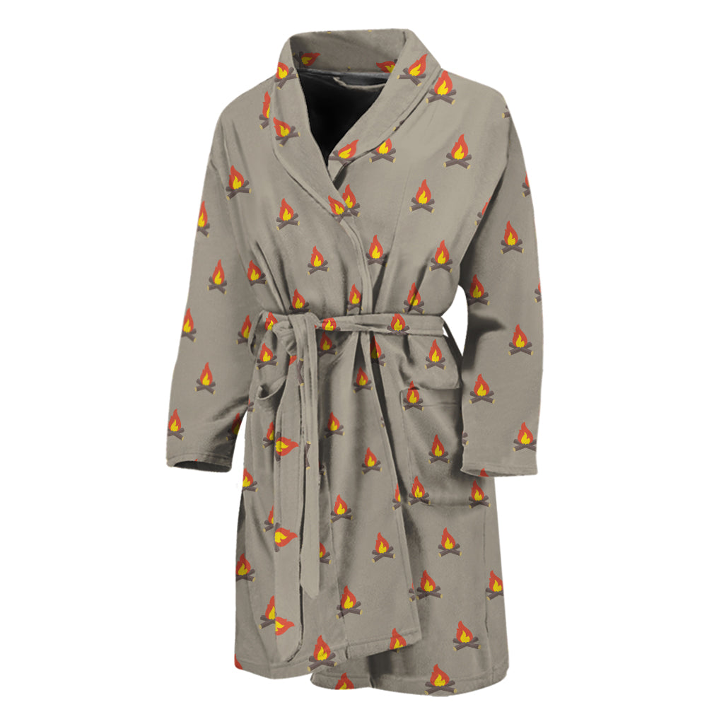 Camping Fire Pattern Print Men's Bathrobe