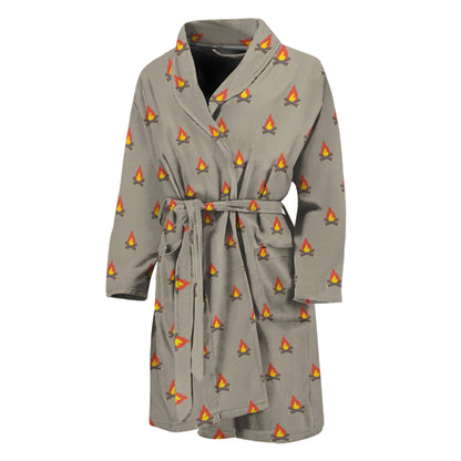 Camping Fire Pattern Print Men's Bathrobe
