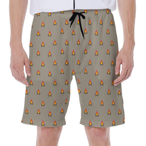 Camping Fire Pattern Print Men's Beach Shorts