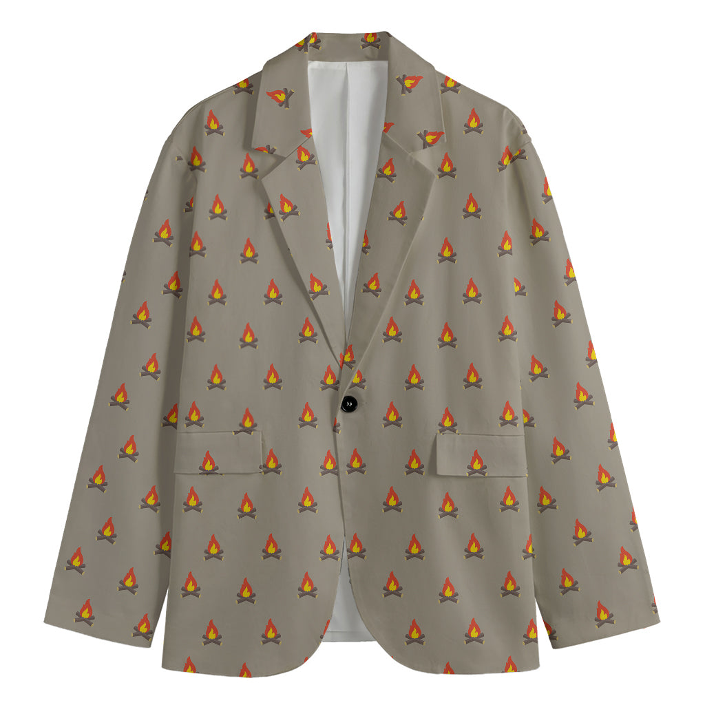 Camping Fire Pattern Print Men's Blazer