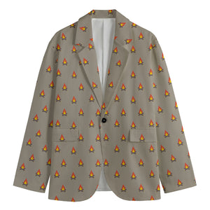 Camping Fire Pattern Print Men's Blazer