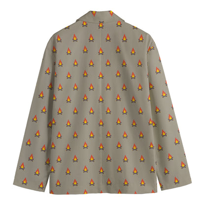 Camping Fire Pattern Print Men's Blazer