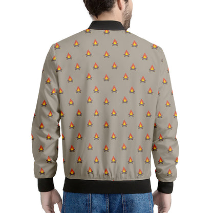 Camping Fire Pattern Print Men's Bomber Jacket