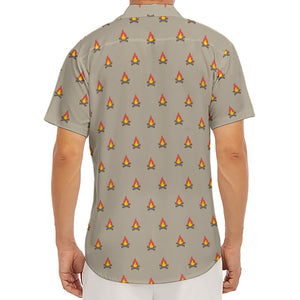 Camping Fire Pattern Print Men's Deep V-Neck Shirt