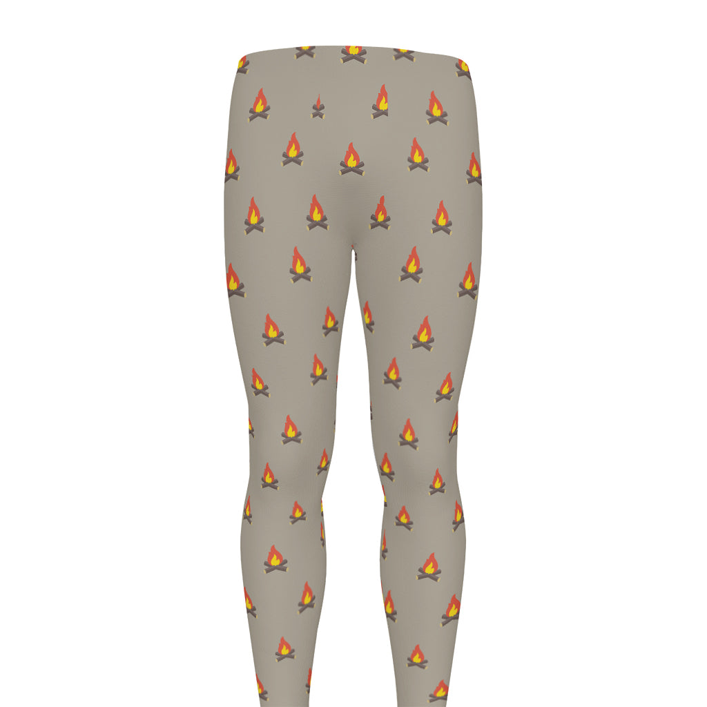 Camping Fire Pattern Print Men's leggings