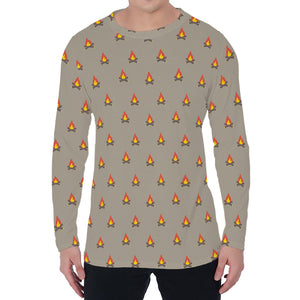 Camping Fire Pattern Print Men's Long Sleeve T-Shirt