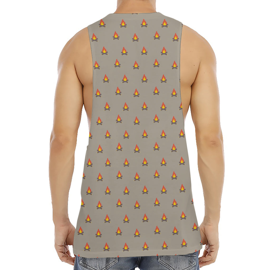 Camping Fire Pattern Print Men's Muscle Tank Top