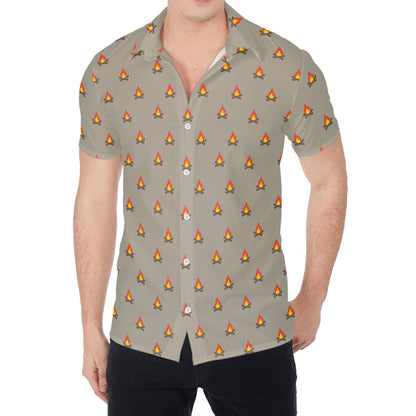 Camping Fire Pattern Print Men's Shirt