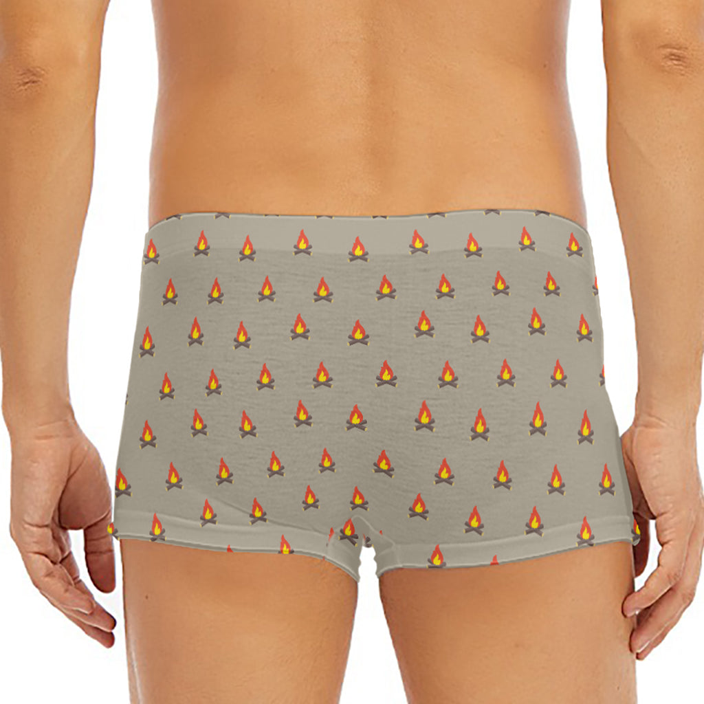 Camping Fire Pattern Print Men's Short Boxer Briefs