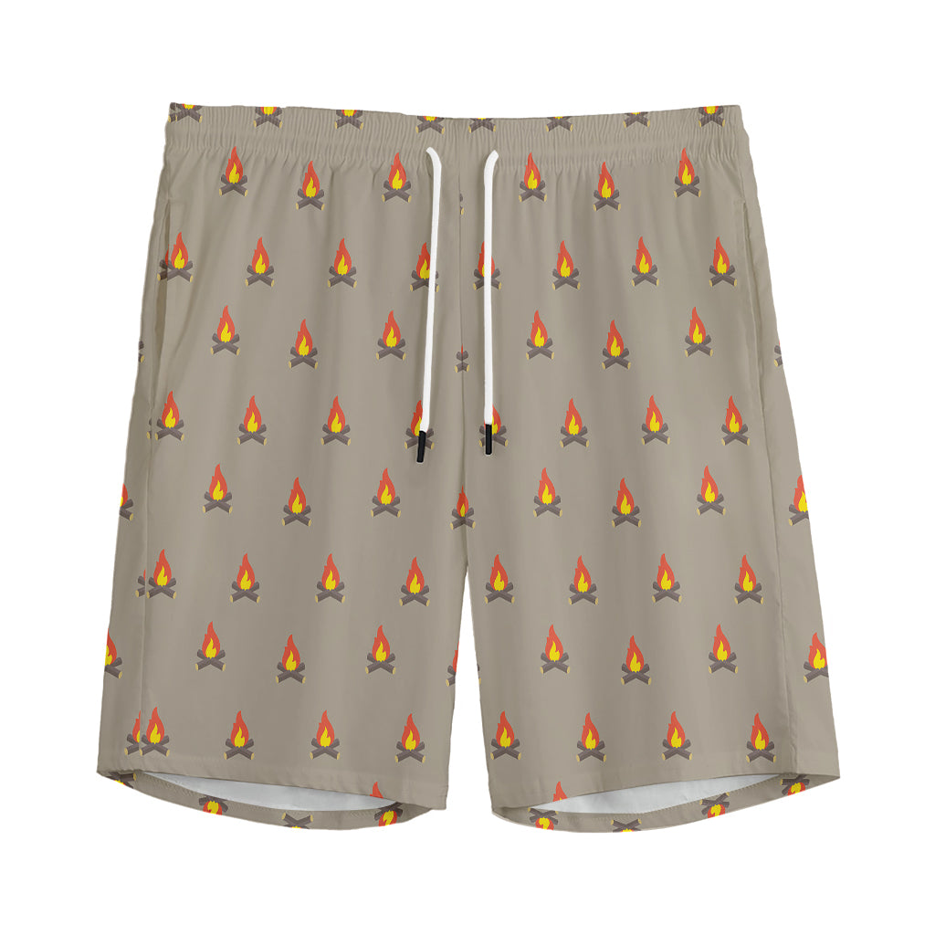 Camping Fire Pattern Print Men's Sports Shorts