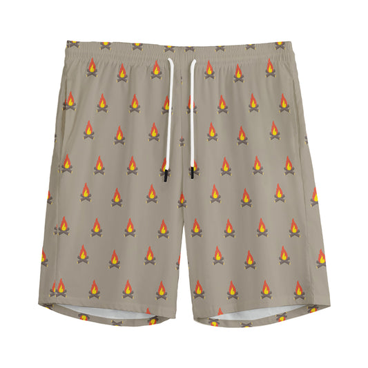 Camping Fire Pattern Print Men's Sports Shorts