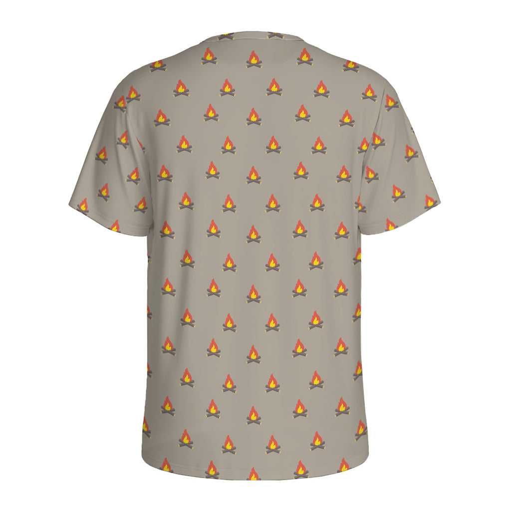 Camping Fire Pattern Print Men's Sports T-Shirt