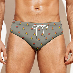 Camping Fire Pattern Print Men's Swim Briefs